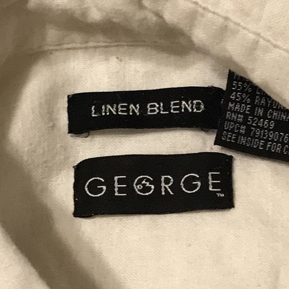 George Linen Blend Mens Casual Button Down Shirt - Picture 8 of 10
